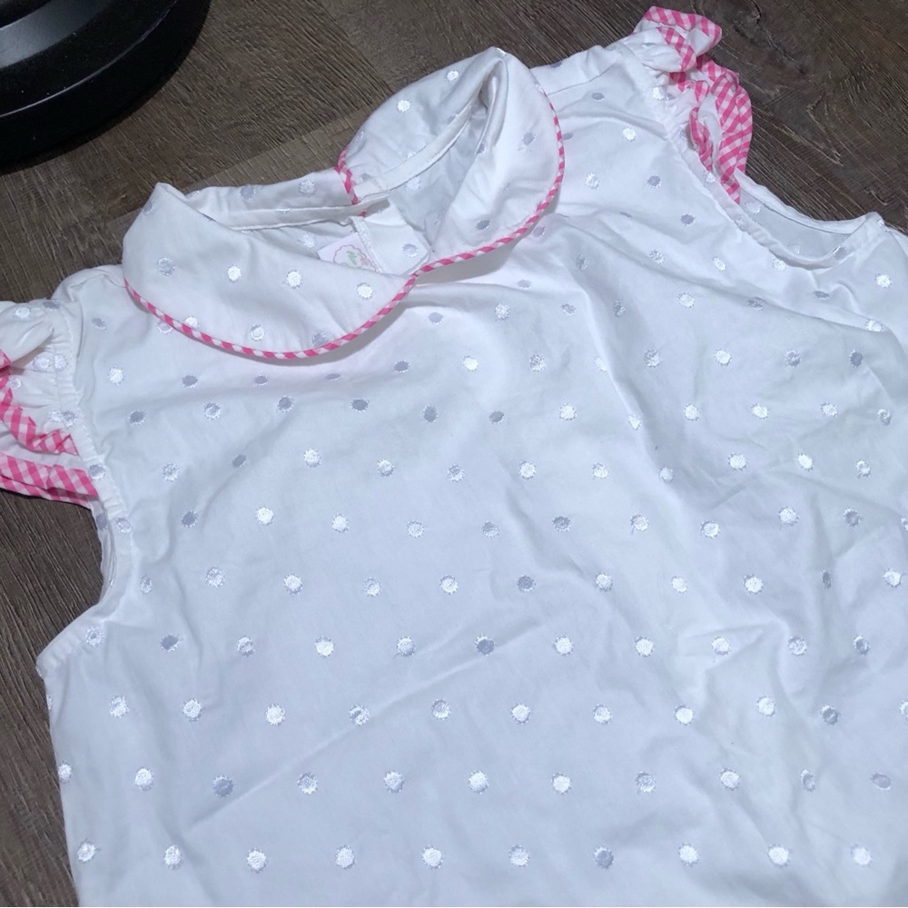 Alice Kathleen & Co. Girls size 8 blouse shirt white polka dot preppy boutique